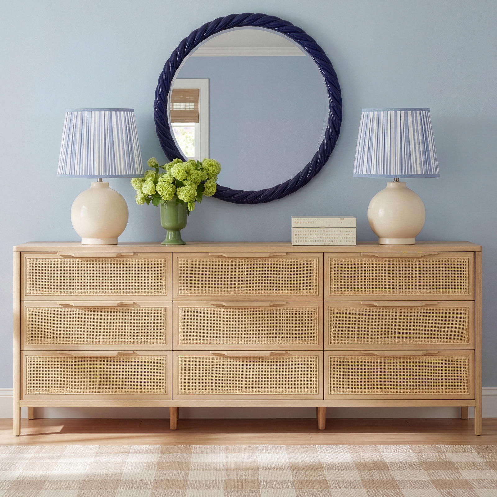 Nellie 9-Drawer Cane Dresser, Natural Mango