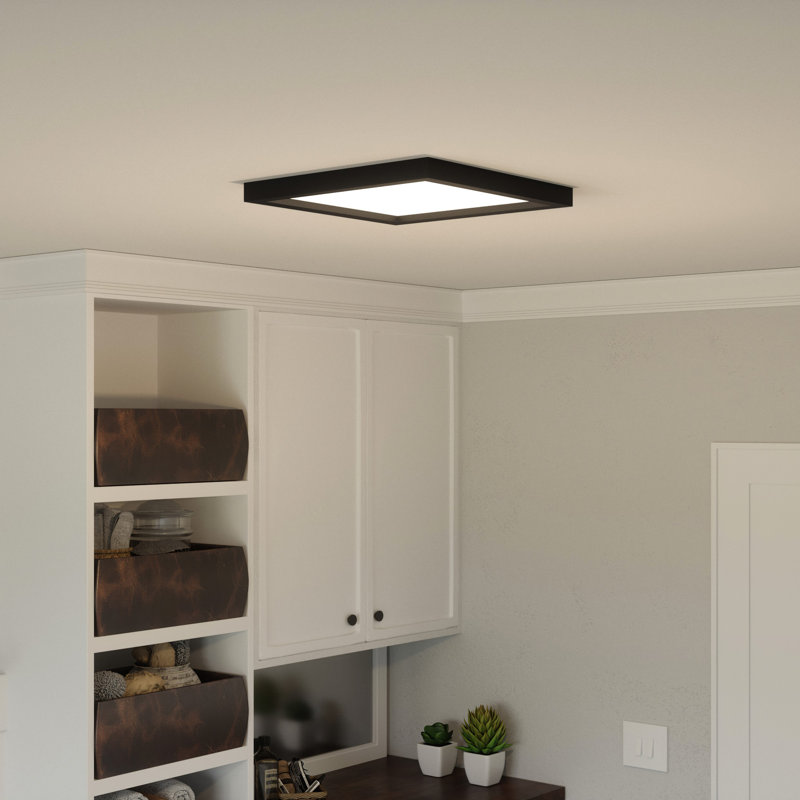 Plafonnier encastré 1 lumière DEL Quoizel, Noir terre, H 1 po x l 15 po x P 15 po