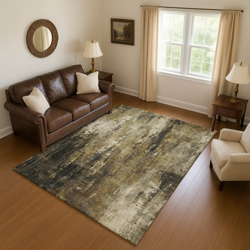 Tapis moderne de qualité supérieure lavable à la machine Strinko AMF1683, Rectangle 9 pi x 12 pi
