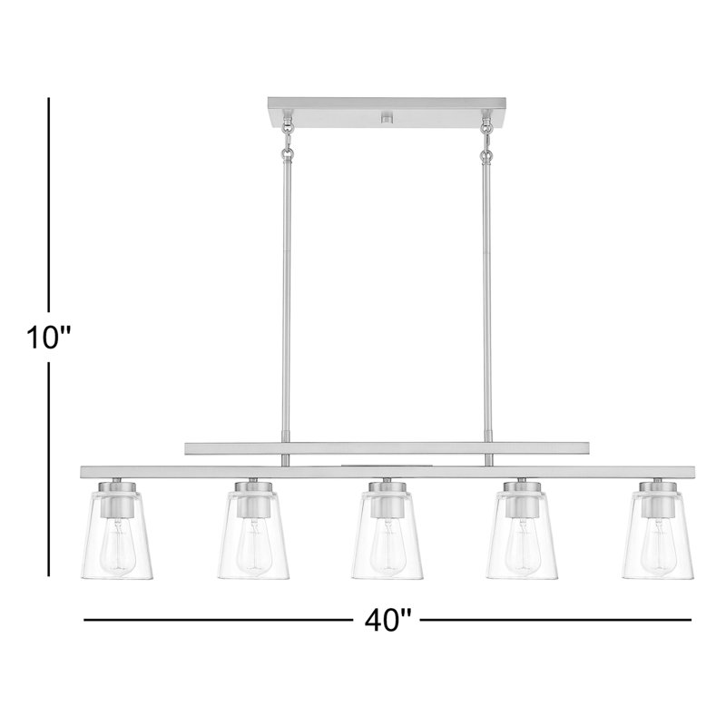 Macklin Kitchen Island Linear Chandelier in Warm Brass, Warm Brass