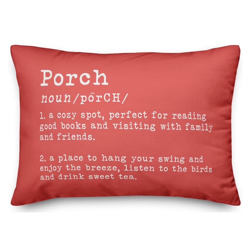 Textual Outdoor Throw Pillow, Coral