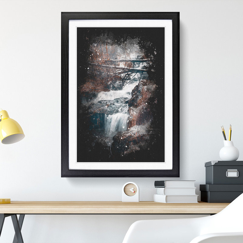 Forest In Norway - Single Picture Frame Painting on MDF, 63cm H x 45cm W x 2cm D, Black Framed