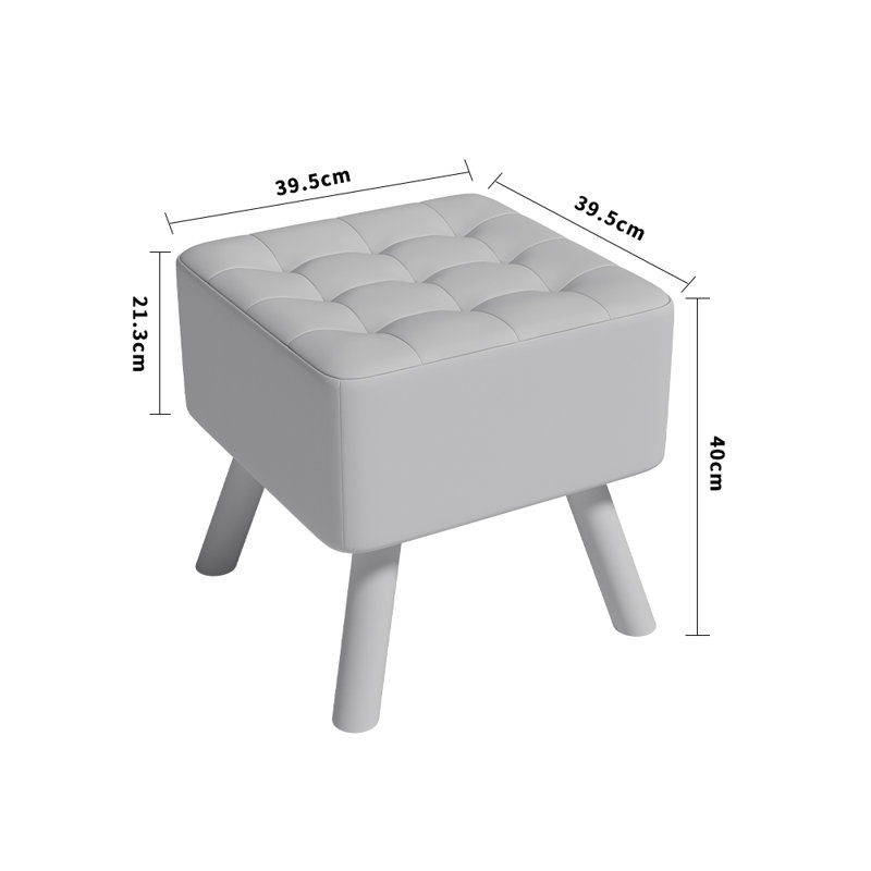Germain Square Solid Colour Footstool Ottoman, Beige