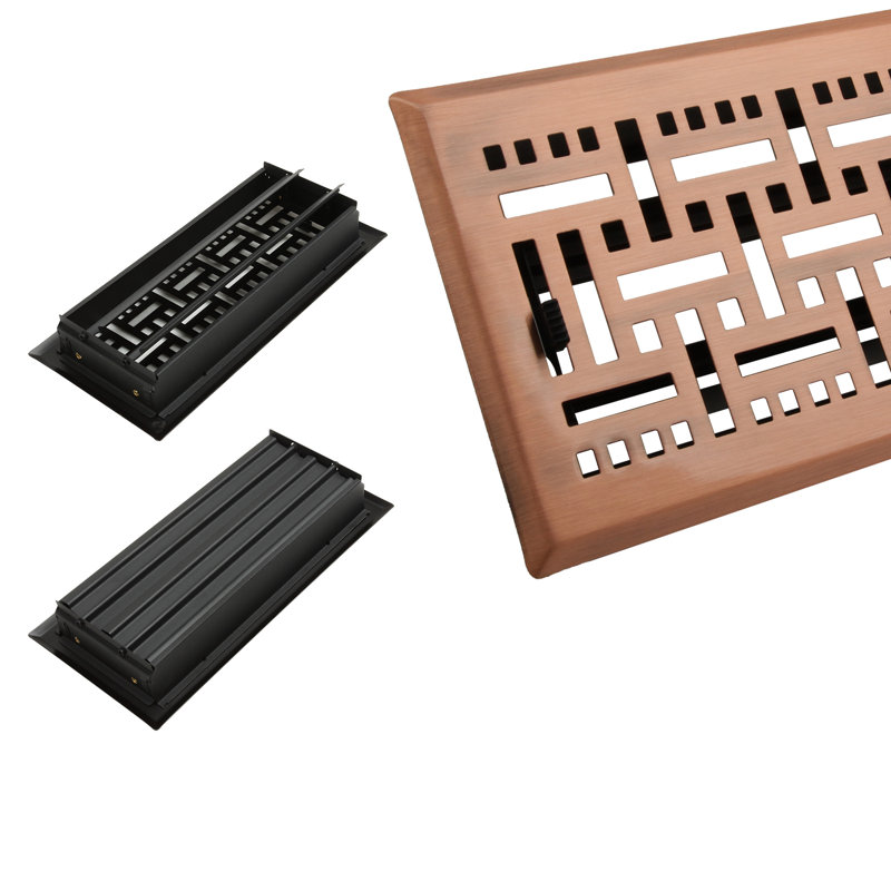 Copper Finish 4"x10" Steel Floor Register with Trap Net