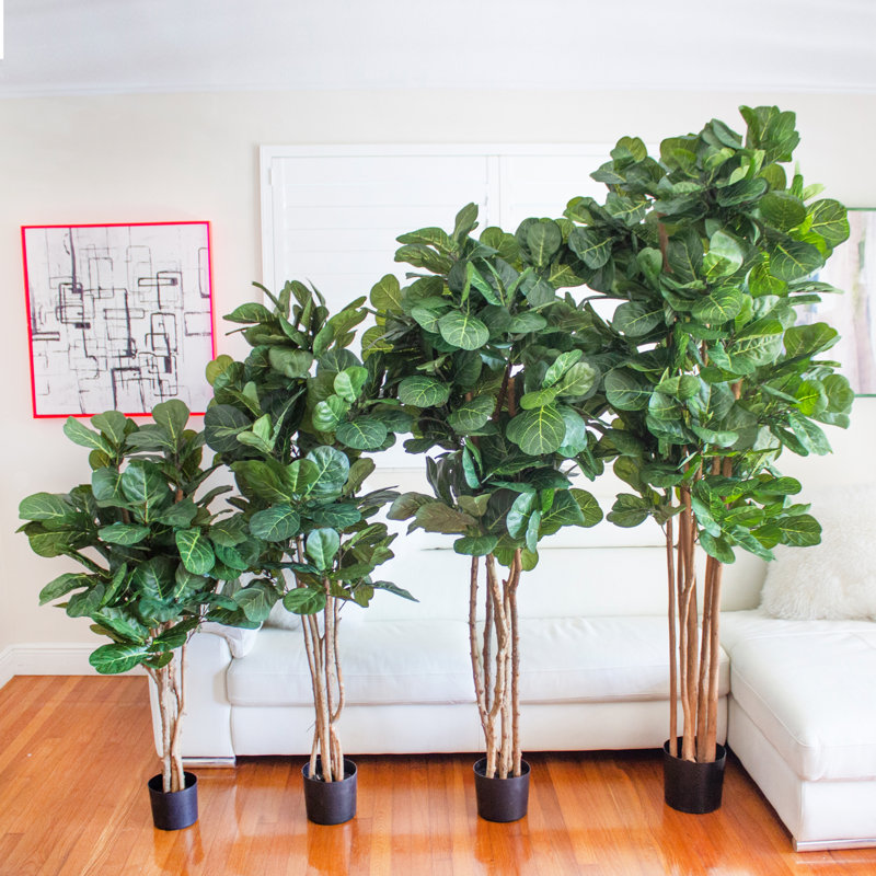 Faux Fiddle Leaf Fig Tree in Pot, 84" H x 30" W x 30" D