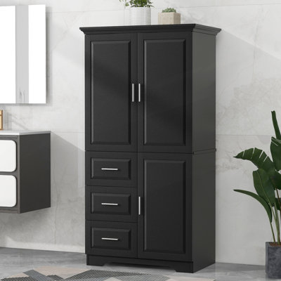 Tall and Wide Storage Cabinet with Doors And Three Drawers