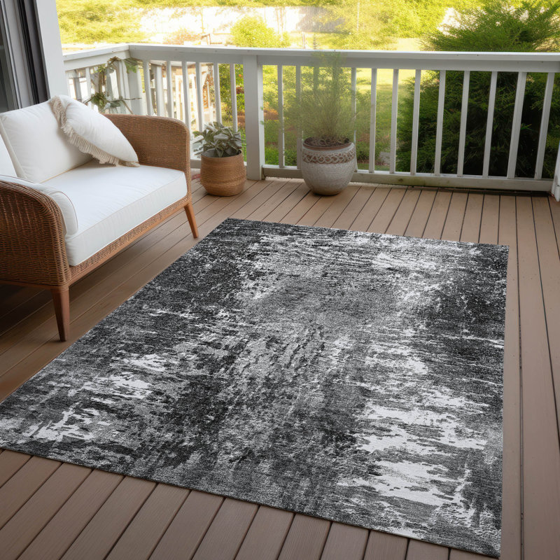 Karsyn Washable Abstract Indoor / Outdoor Rug, Rectangle 10' x 14'