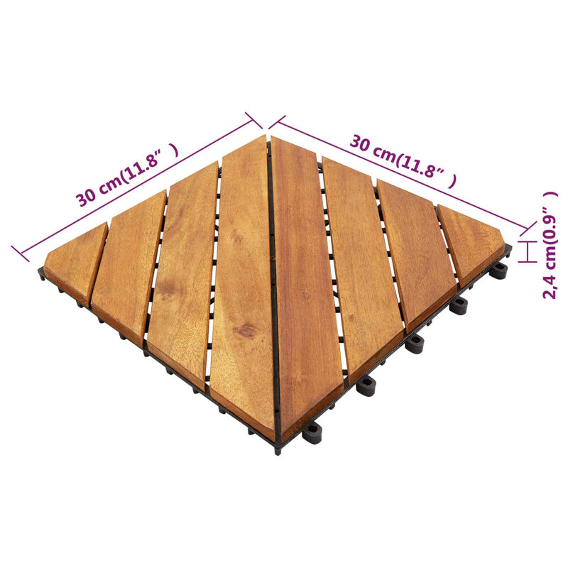 Carreau de terrasse vidaXL 30 pièces brun 11,81 po x 11,81 po en bois d'acacia, 30