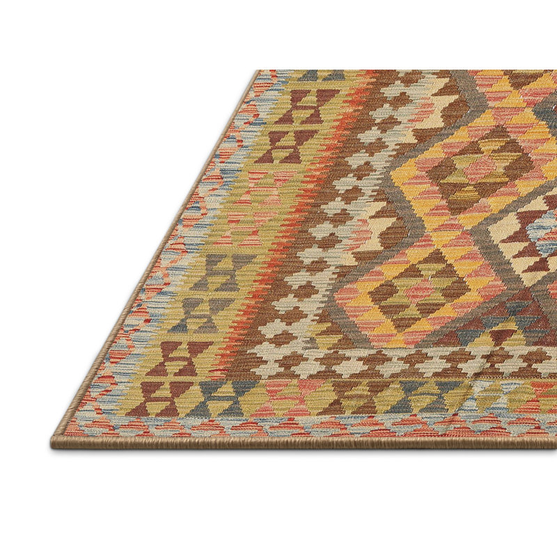 Tapis orange / jaune / vert Bhatade, Rectangle 2 pi x 5 pi