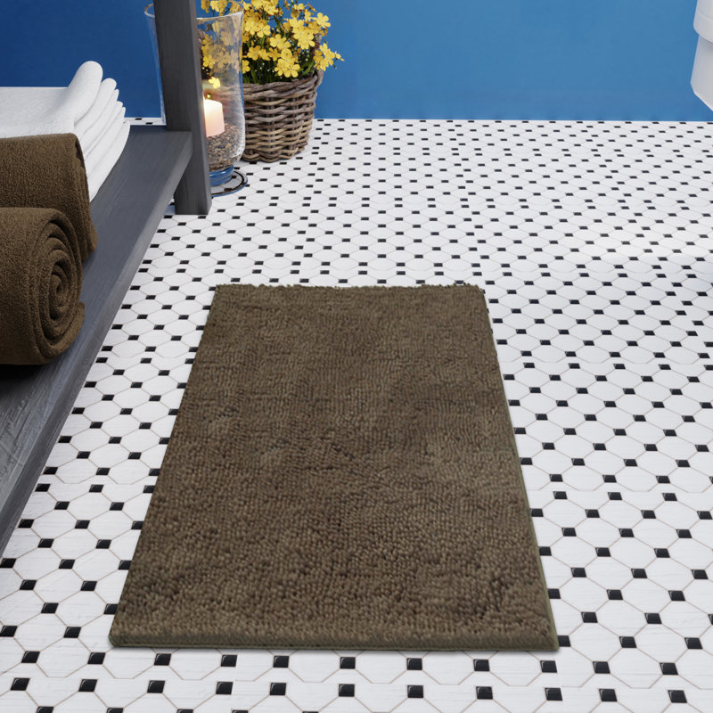 Non-Slip Bath Mat - Basics by Wayfair™, Single - 21" L x 34" W, Black