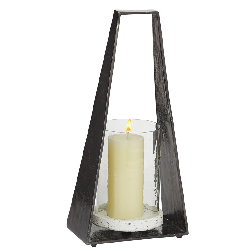 Lanterne de table en aluminium, H 17,5 po x l 8 po x P 5,25 po