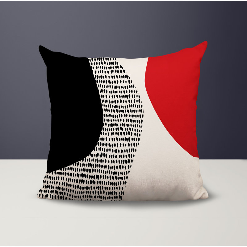 Coussin carré intérieur / extérieur pia, 19"H x 19"W, Rouge / noir / blanc cassé