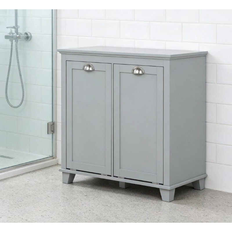 Bathroom Storage Cabinet, Dual Tilt Out Laundry Hamper Cabinet