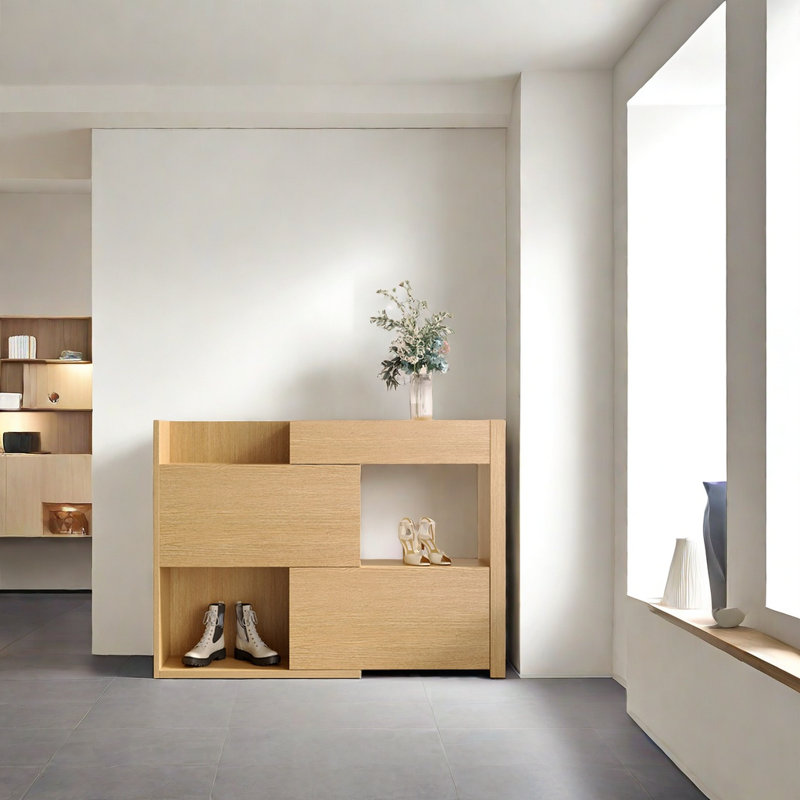 Japanese style telescopic shoe cabinet 8 Pair Shoe Storage Cabinet