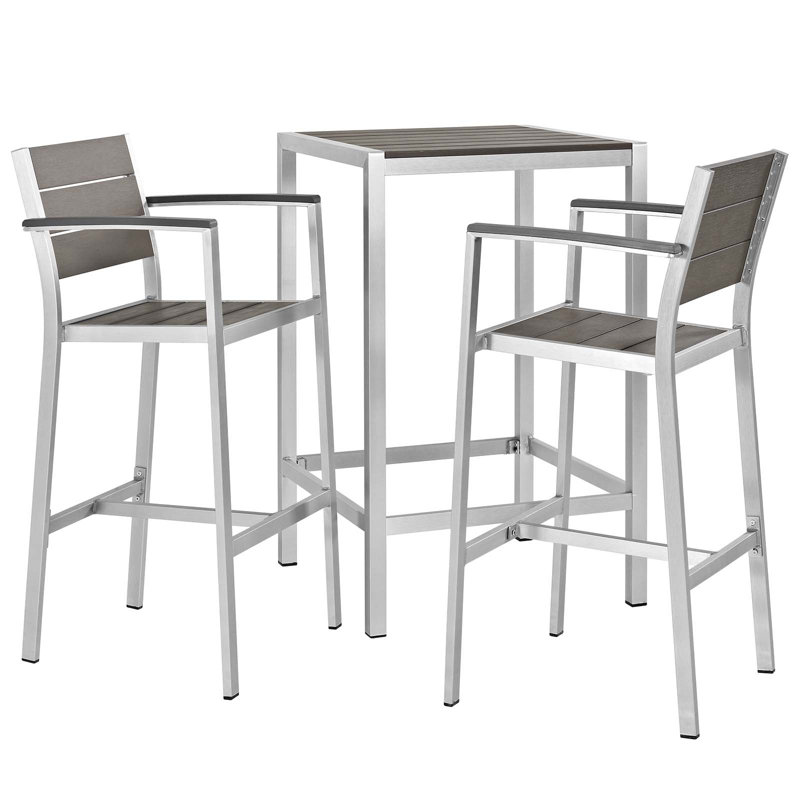 Shore 3-Piece Outdoor Patio Aluminum Outdoor Pub Set