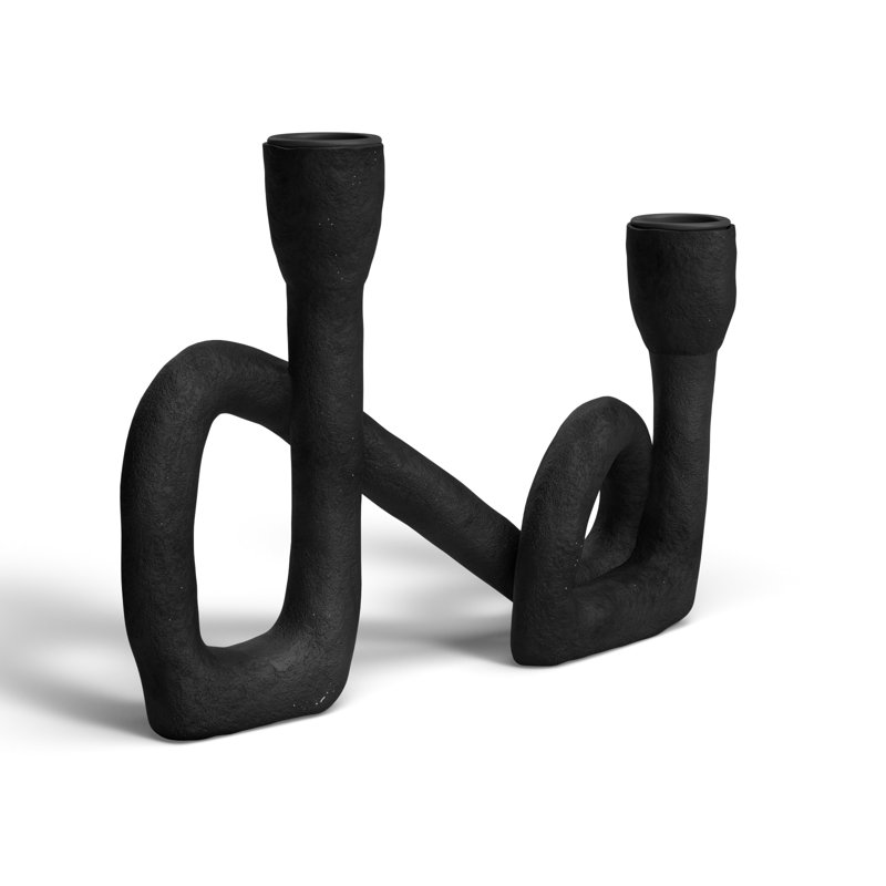 6.5'' H Polyresin Tabletop Candlestick, Black
