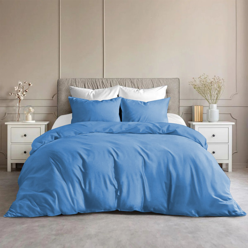 Luxury Microfiber Duvet Cover Set – Soft, Wrinkle-Free, Hotel-Quality Bedding With Pillowcases, Light Blue