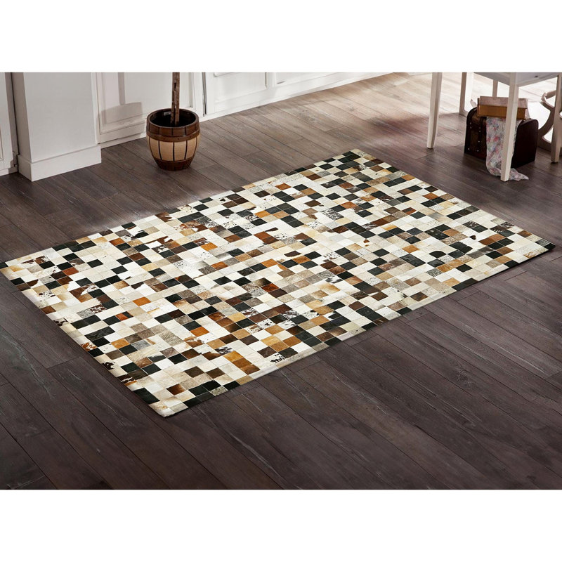 Tapis en cuir de vache véritable, Rectangle 6 pi x 9 pi
