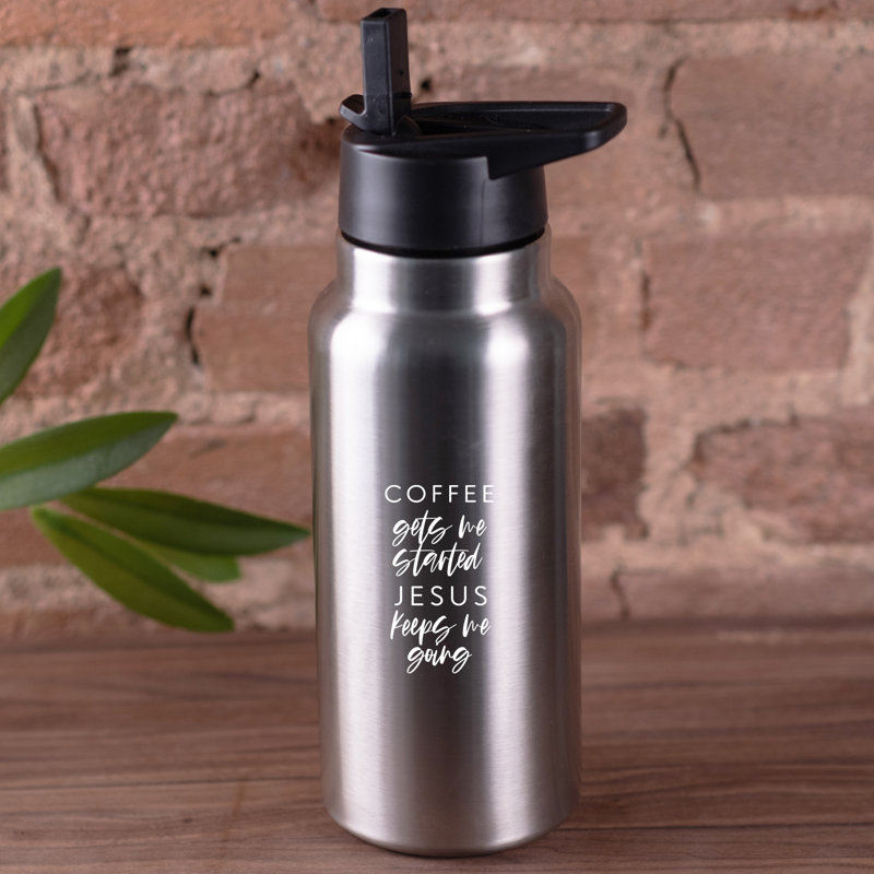 «Coffee Gets Me Started Jesus Keeps Me Going» 32 oz. Gobelet