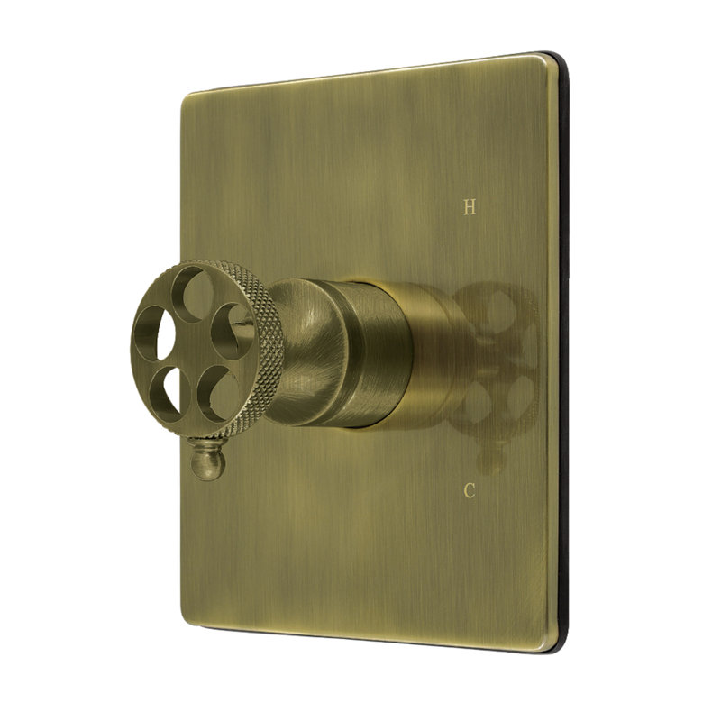 Kingston Brass Webb Single-Handle Pressure Balanced Tub and Shower Faucet Valve and Trim Kit, Antique Brass