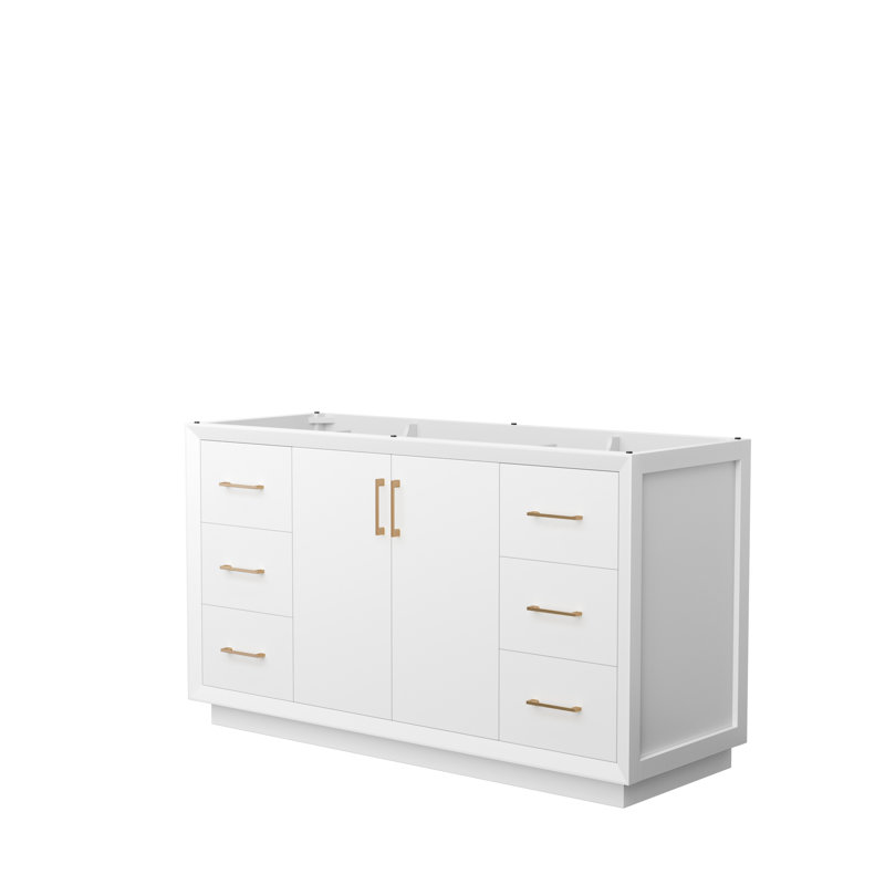 Base de meuble-lavabo simple 59,25 po Strada seulement, Blanc / brun