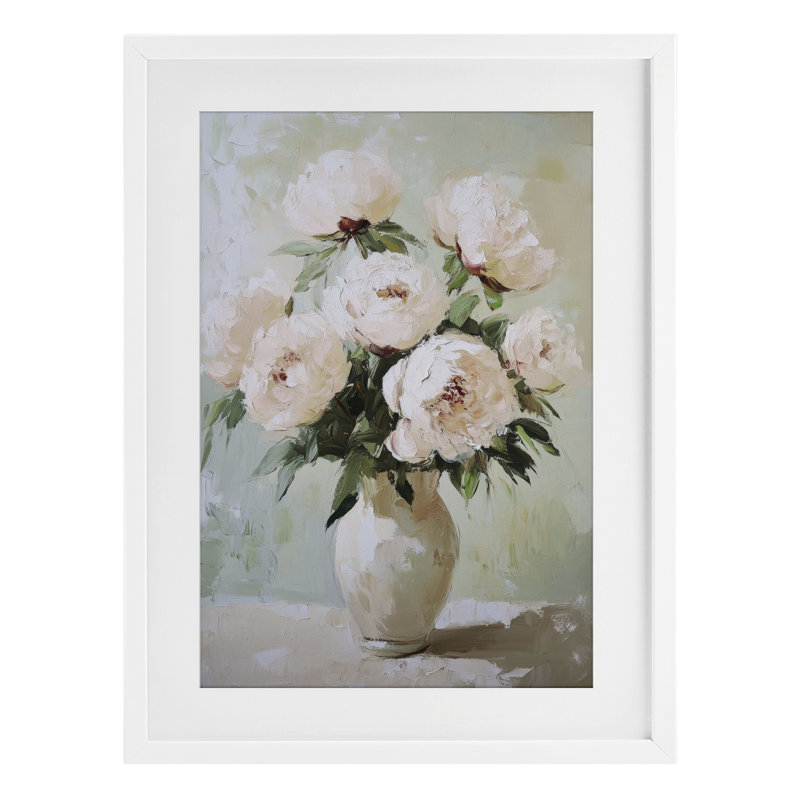 Doux bouquet floral rose, reproduction encadrée sous verre, design par Petal Prints Design, H 20 po x l 14 po