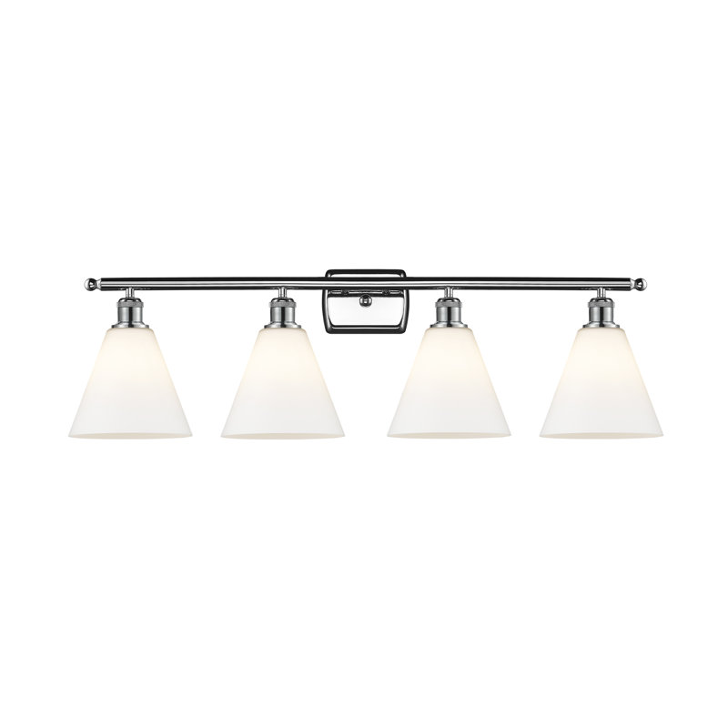 Éclairage pour salle de bain 4 lumières Hanny, Blanc mat, Incandescente, Chrome poli
