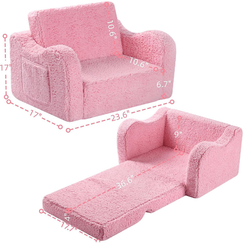 Fauteuil club et repose-pieds pour enfants 11 po Caswell, Rose