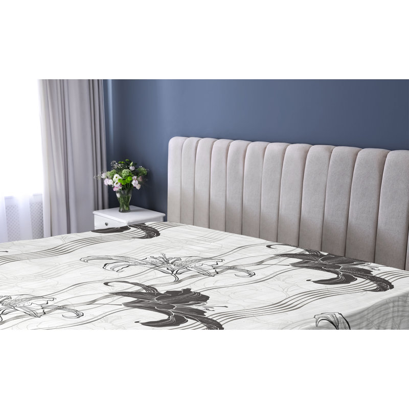 Drap-housse Ambesonne, Drap-housse très grand californien, Noix de coco, gris anthracite, gris / floral