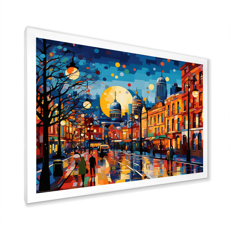 City Dublin Popart III sur impression sur toile, H 12 po x l 20 po x P 1 po, Cadre simple blanc