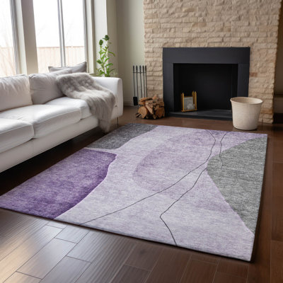 Premium Machine Washable Prisco Purple Rug
