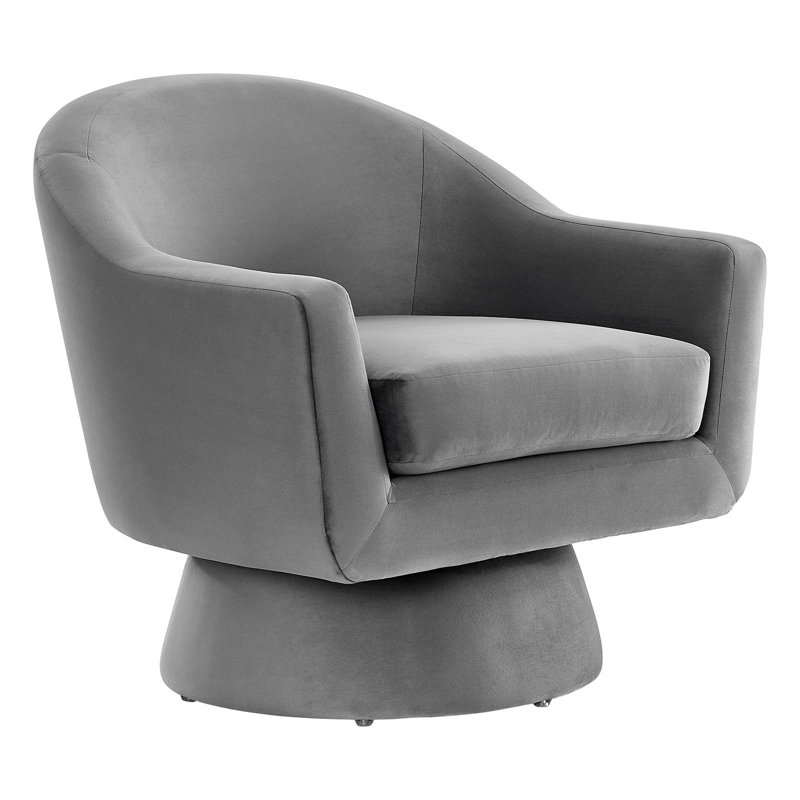 Modway Astral Performance Velvet Fabric and Wood Swivel Chair, Gray Polyester Blend