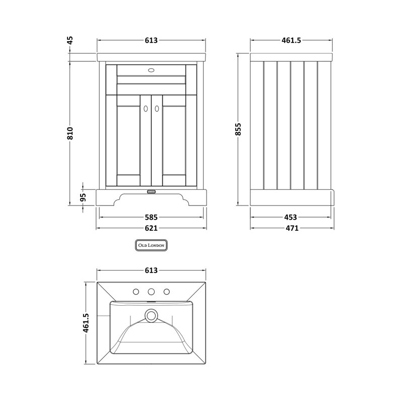 Old London 813 mm Bathroom Vanity