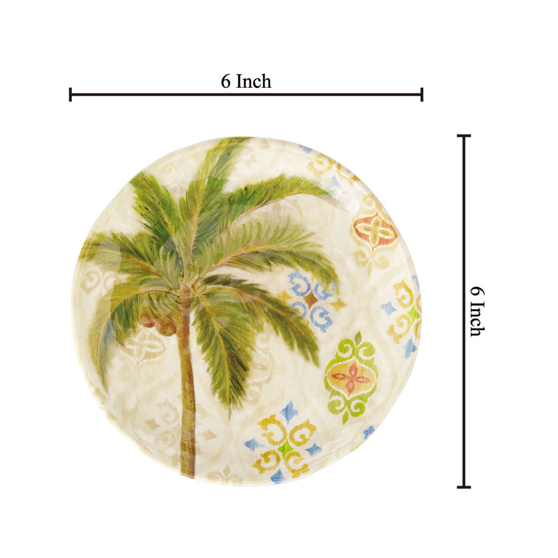 12-Piece Ikat Palm 6" Melamine Plate