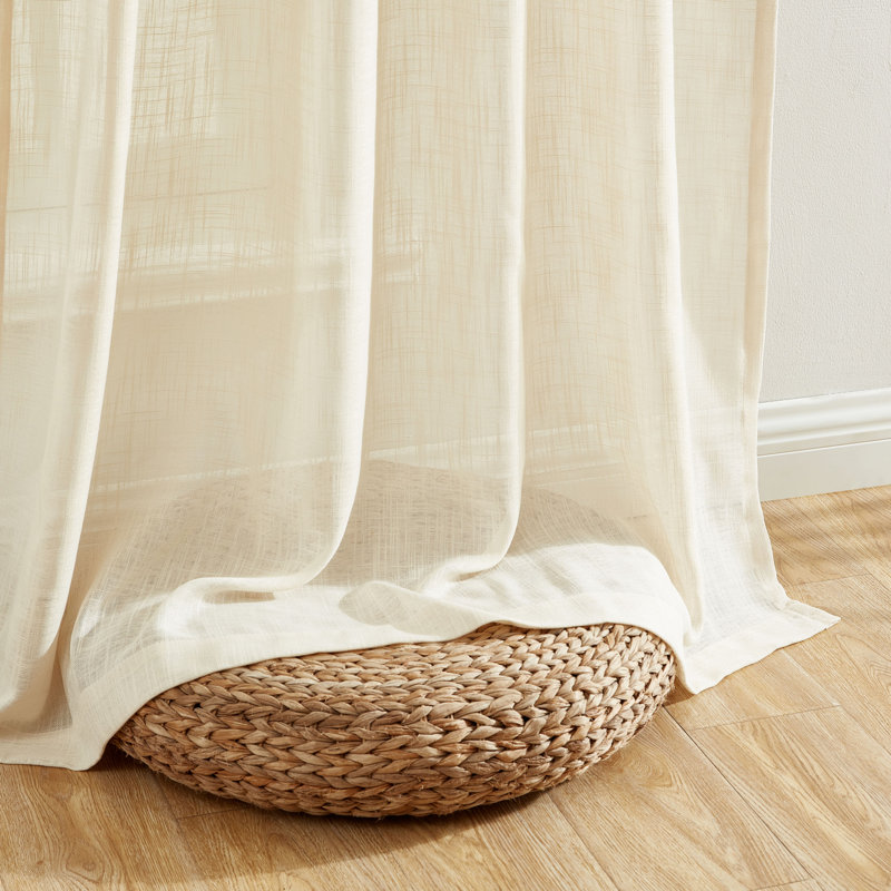 Semi Sheer Curtain Pair, Beige, 54" W x 54" L