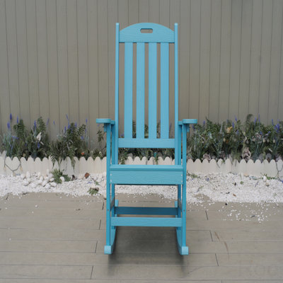 Outdoor Patio Rocking Chair, Navy Blue Color, Made Of Sturdy HIPS Material, Equipped With 304 Stainless Steel Accessories