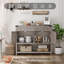Armoire-bar Modern Farmhouse avec 2 tiroirs et portes de grange, gris cendré