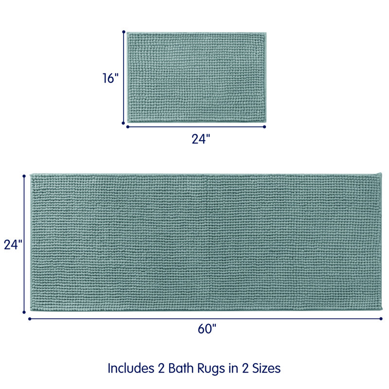 Ensemble de tapis pour salle de bain ultra doux en microfibre absorbante, L 60 po x l 24 po, ensemble de 2, Vert clair