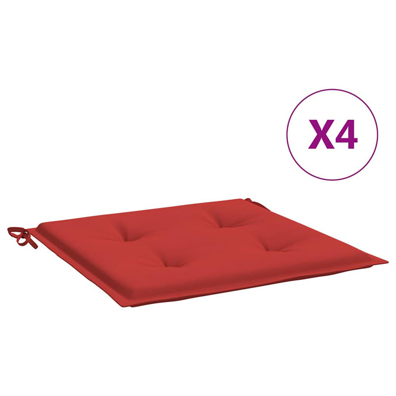 Chair Cushion Set of 4 Red Oxford Fabric 100 Percent Polyester Outdoor Garden Cushions, Red, 19.7" H x 19.7" W x 1.2" D