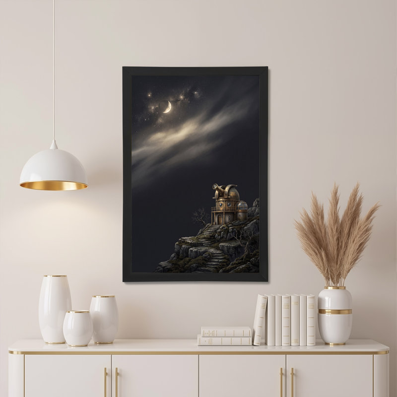 Toile dorée sous la lune étoilée, H 36 po x l 24 po