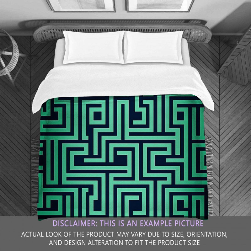 Polyester Comforter, King Comforter, Green/Navy Geometric