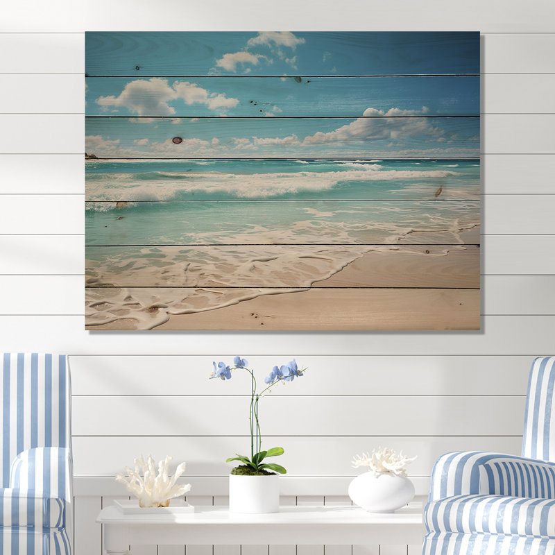 Indre Scenic Landscape Coastal Serenity VII sur impression sur bois, H 24 po x l 32 po x P 0,78 po