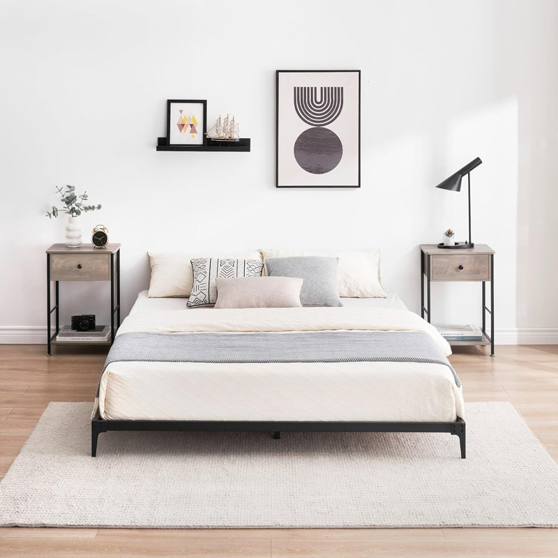 6 Inch Full Size Low Profile Heavy Duty Platform Bed Frame With Sturdy Steel Slat Mattress Foundation No Box Spring Needed Easy Assembly Noise Free