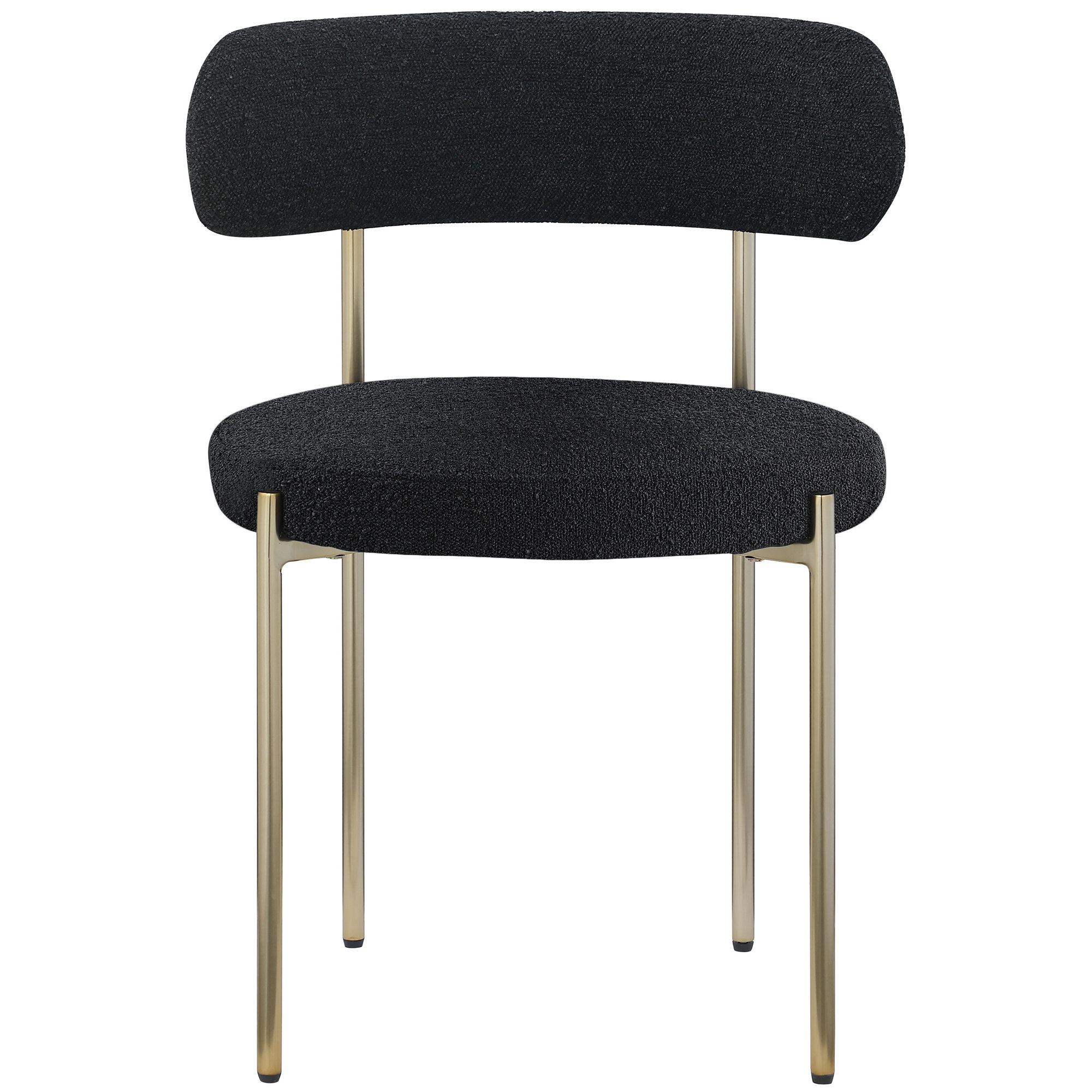 Sherwood Solid Back Boucle Side Chair, Brushed Brass, Black Boucle