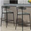 Tabouret de bar 26 po avec îlot de cuisine revêtu de tissu Teddy, base thermolaquée noire et repose-pieds