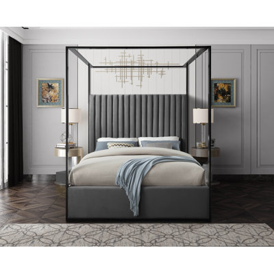 Tessa Upholstered Velvet Canopy Bed