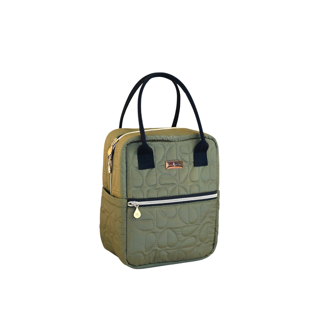 Oxford Quilted Upright Lunch Bag Khaki