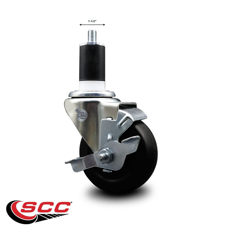 Roulettes pivotantes extensibles en caoutchouc souple avec frein SCC TLB 3,5 po x 1-1 / 2 po