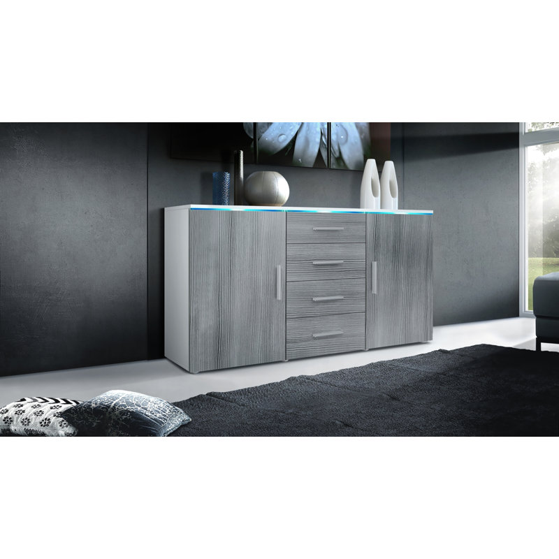 Mccrea 139cm Sideboard, Yes, White matt/Bordeaux red (glossy)