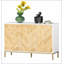 Buffet 3 portes, armoire de cuisine, armoire à café avec motif à chevrons, tablette réglable et pieds en métal